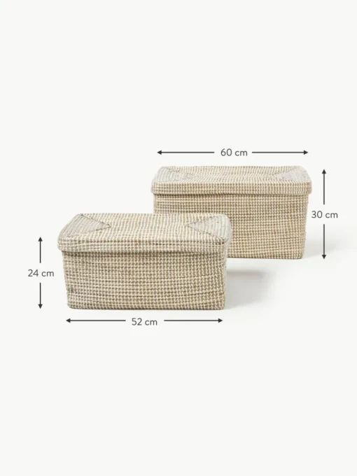 Aufbewahrungsboxen Aleya aus Seegras mit Deckel, 2er-Set