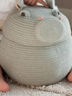 Aufbewahrungskorb Henry the Hippo mit Deckel, handgefertigt