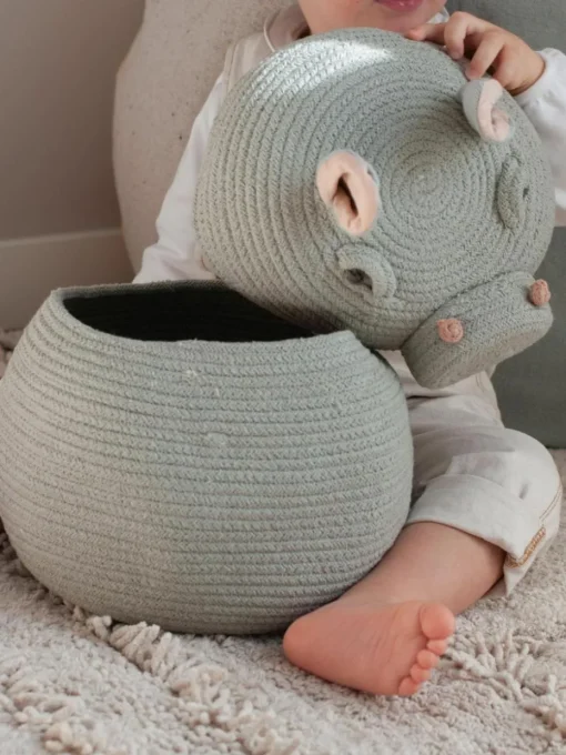 Aufbewahrungskorb Henry the Hippo mit Deckel, handgefertigt