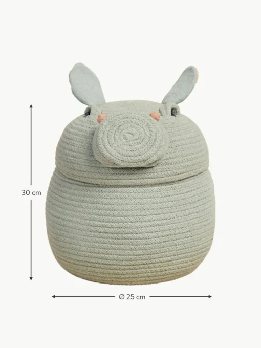 Aufbewahrungskorb Henry the Hippo mit Deckel, handgefertigt