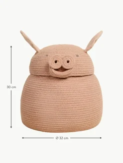 Aufbewahrungskorb Peggy the Pig mit Deckel, handgefertigt