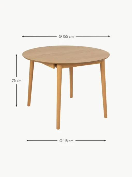 Ausziehbarer Esstisch Montreux, Ø 115 - Ø 155 cm
