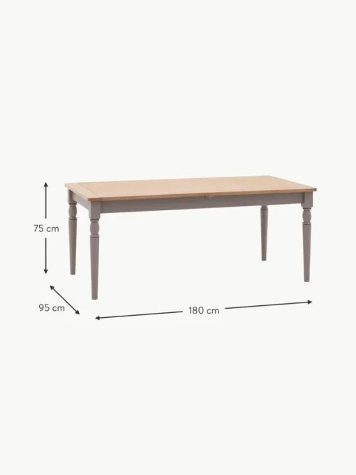Ausziehbarer Holz-Esstisch Eton, handgefertigt, 180 - 230 x 95 cm