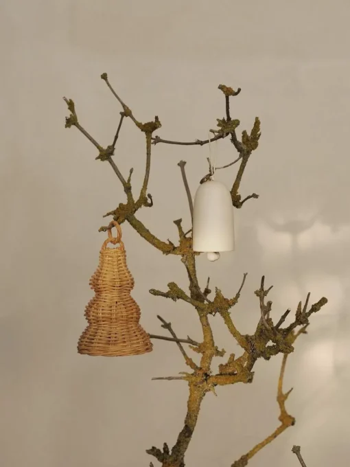 Baumanhänger Bell aus Rattan, 2 Stück