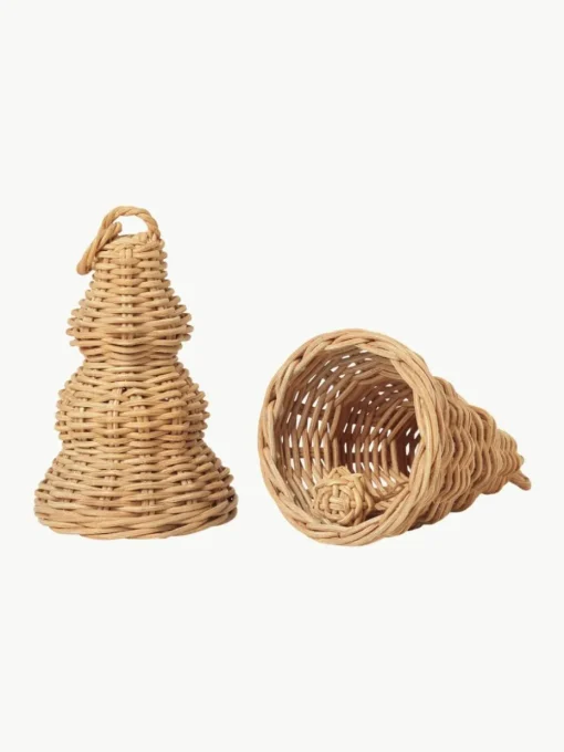 Baumanhänger Bell aus Rattan, 2 Stück