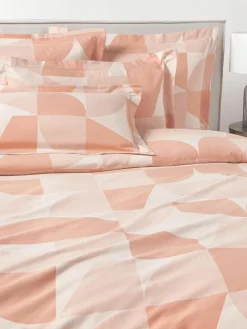 Baumwoll-Bettdeckenbezug Elinor mit geometrischem Muster