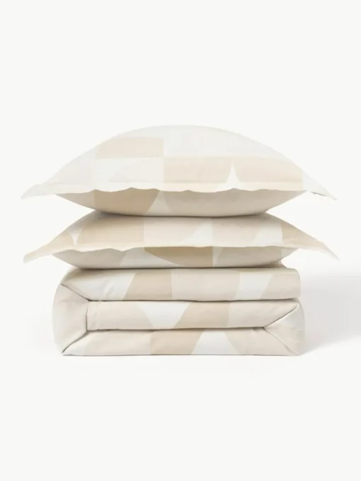 Baumwoll-Bettdeckenbezug Elinor mit geometrischem Jacquard-Muster