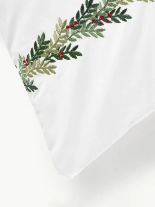 Baumwoll-Bettdeckenbezug Evan mit Weihnachtsstickerei