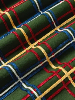Baumwoll-Kissenhülle Noja mit Chenille-Karomuster