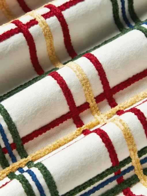 Baumwoll-Kissenhülle Noja mit Chenille-Karomuster