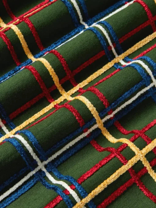 Baumwoll-Kissenhülle Noja mit Chenille-Karomuster