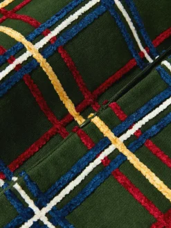 Baumwoll-Kissenhülle Noja mit Chenille-Karomuster