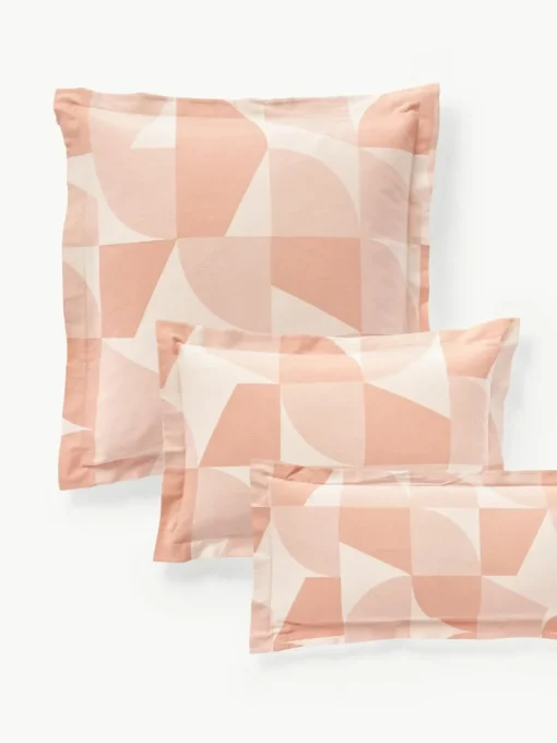 Baumwoll-Kopfkissenbezug Elinor mit geometrischem Muster