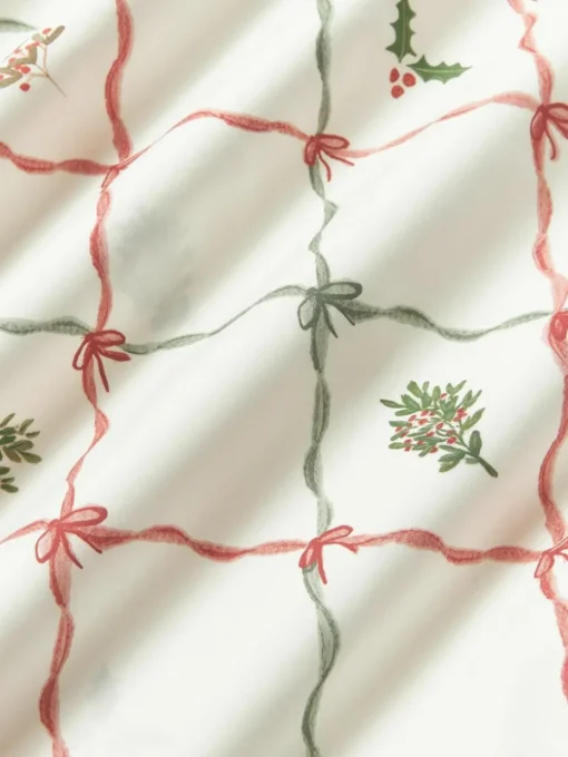 Baumwollperkal-Wendebettdeckenbezug Twigs mit winterlichen Prints