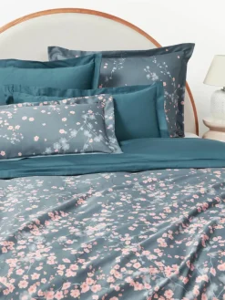 Baumwollsatin-Bettdeckenbezug Sakura mit Blumen-Print