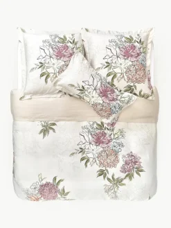 Baumwollsatin-Bettdeckenbezug Margot mit Blumen-Print
