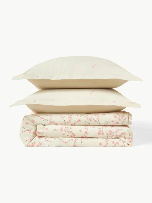 Baumwollsatin-Bettdeckenbezug Sakura mit Blumen-Print