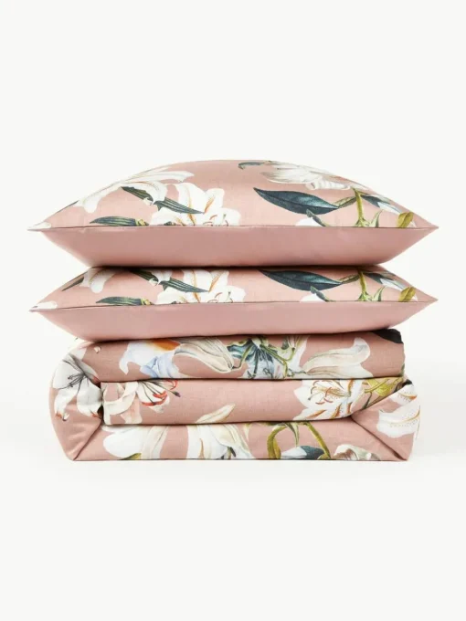Baumwollsatin-Bettdeckenbezug Flori mit Blumen-Print