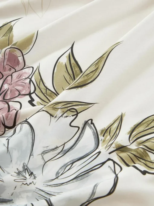 Baumwollsatin-Bettdeckenbezug Margot mit Blumen-Print