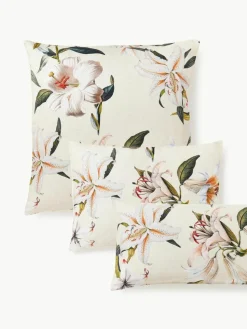 Baumwollsatin-Kopfkissenbezug Flori mit Blumen-Print