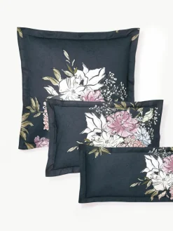 Baumwollsatin-Kopfkissenbezug Margot mit Blumen-Print