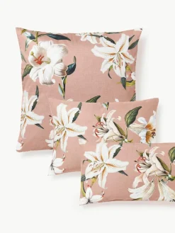 Baumwollsatin-Kopfkissenbezug Flori mit Blumen-Print