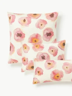 Baumwollsatin-Kopfkissenbezug Fiorella mit Blumen-Print