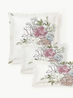 Baumwollsatin-Kopfkissenbezug Margot mit Blumen-Print