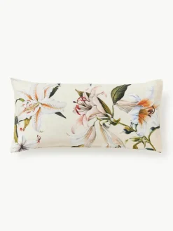 Baumwollsatin-Kopfkissenbezug Flori mit Blumen-Print