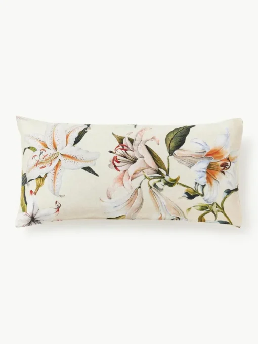 Baumwollsatin-Kopfkissenbezug Flori mit Blumen-Print