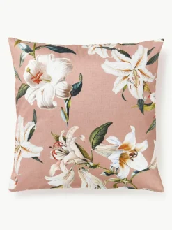 Baumwollsatin-Kopfkissenbezug Flori mit Blumen-Print