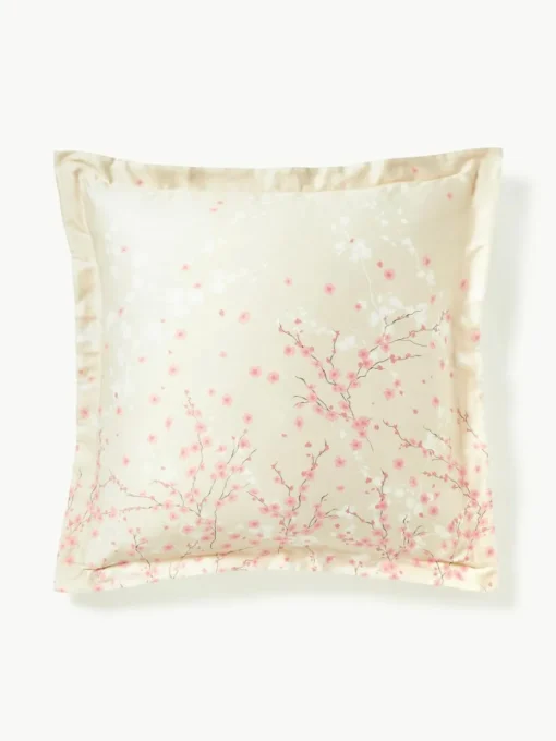 Baumwollsatin-Kopfkissenbezug Sakura mit Blumen-Print