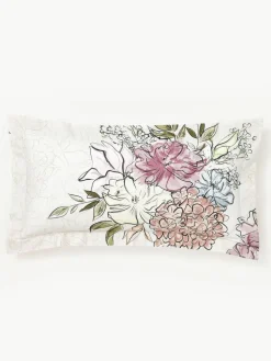 Baumwollsatin-Kopfkissenbezug Margot mit Blumen-Print