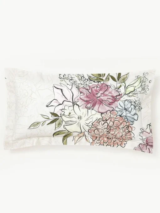 Baumwollsatin-Kopfkissenbezug Margot mit Blumen-Print