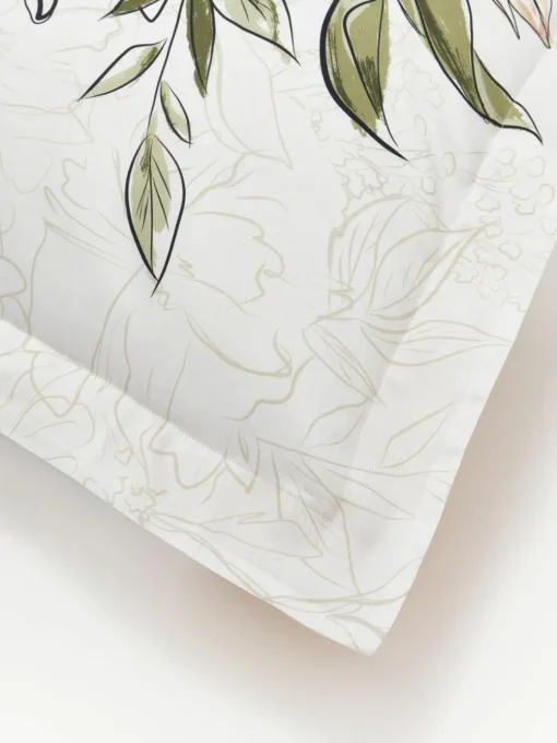 Baumwollsatin-Kopfkissenbezug Margot mit Blumen-Print