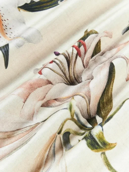 Baumwollsatin-Kopfkissenbezug Flori mit Blumen-Print