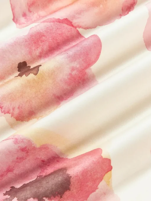 Baumwollsatin-Kopfkissenbezug Fiorella mit Blumen-Print