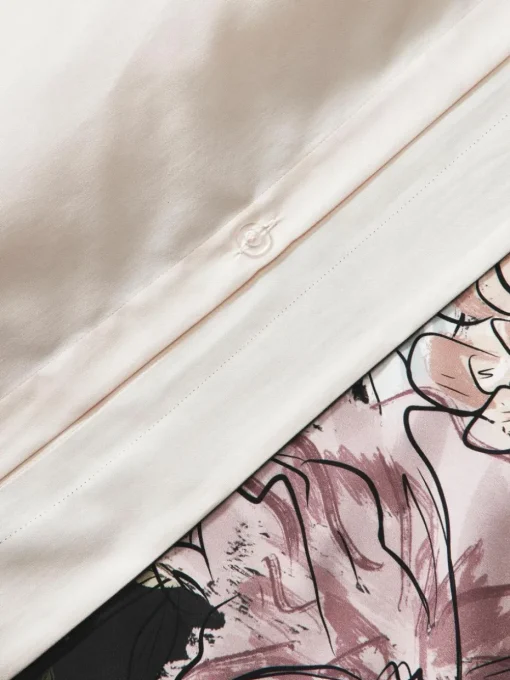 Baumwollsatin-Kopfkissenbezug Margot mit Blumen-Print