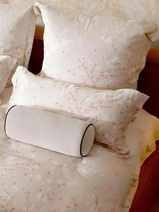Baumwollsatin-Kopfkissenbezug Sakura mit Blumen-Print