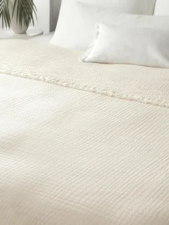 Baumwoll-Tagesdecke Kailani mit Fransen
