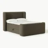Bouclé-Boxspringbett Perla mit Stauraum