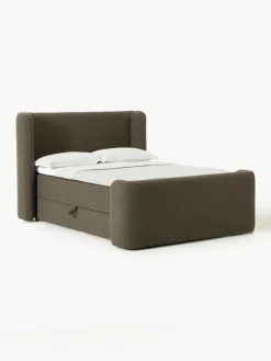Bouclé-Boxspringbett Perla mit Stauraum