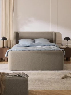 Bouclé-Boxspringbett Perla mit Stauraum