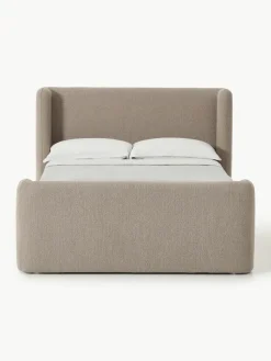 Bouclé-Boxspringbett Perla mit Stauraum