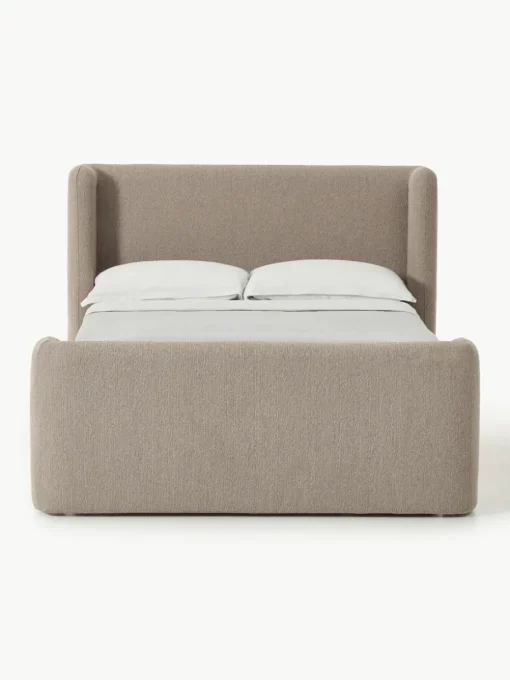 Bouclé-Boxspringbett Perla mit Stauraum