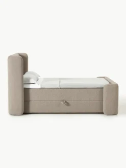 Bouclé-Boxspringbett Perla mit Stauraum