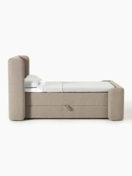 Bouclé-Boxspringbett Perla mit Stauraum