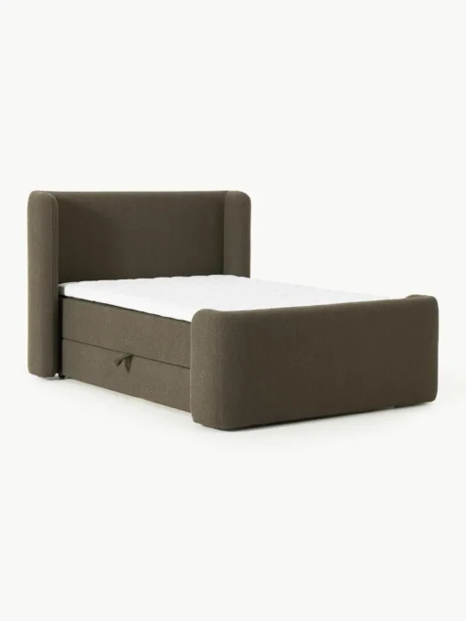 Bouclé-Boxspringbett Perla mit Stauraum