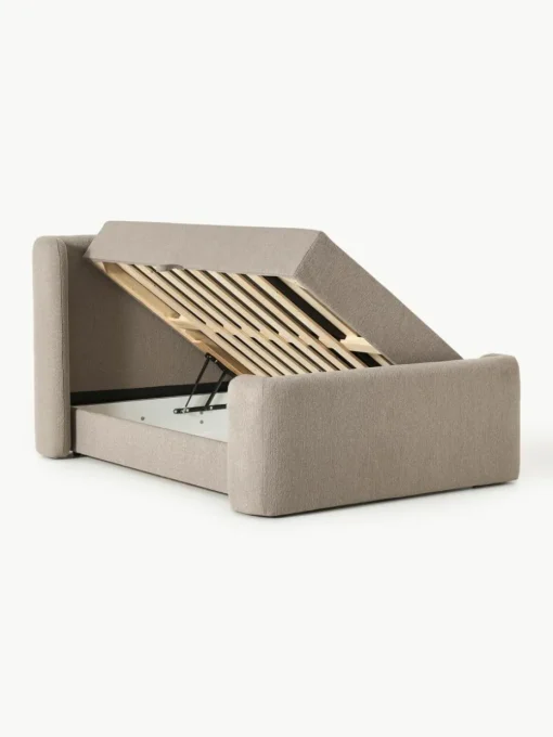 Bouclé-Boxspringbett Perla mit Stauraum