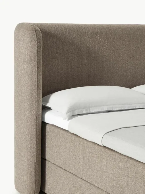 Bouclé-Boxspringbett Perla mit Stauraum